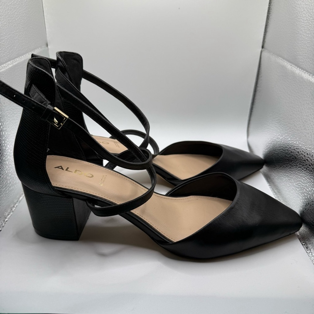 Aldo Black Elegant Heels Ankle Straps Women’s 10 - Picture 5 of 11